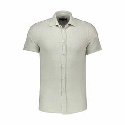 پیراهن آستین کوتاه مردانه سبز روشن. پیراهن یقه برگردان پاتن جامه بدون جیب. 