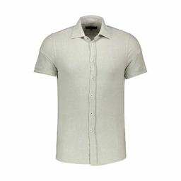 پیراهن آستین کوتاه مردانه سبز روشن. پیراهن یقه برگردان پاتن جامه بدون جیب. 