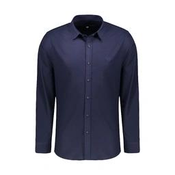 پیراهن آستین بلند رنگ سرمه ای مدل regular از برند پاتن جامه. 