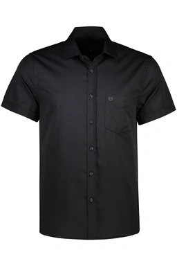 پیراهن مردانه رنگ مشکی آستین کوتاه مدل معمولی از فروشگاه پاتن جامه. 