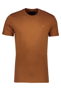 تیشرت آستین کوتاه ساده رنگ آجری روشن مدل معمولی تولید پاتن جامه. 