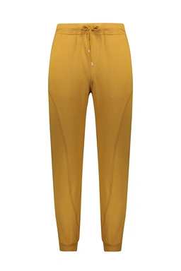 شلوار مدل اسلش مردانه پاتن جامه رنگ خردلی. شلوار کمرکشدار و دمپا کشی خردلی