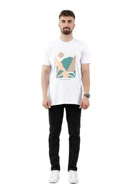 تیشرت آستین کوتاه چاپدار رنگ سفید از فروشگاه آنلاین پاتن جامه. 