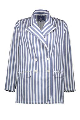 خرید کت زنانه طرح راه راه کت یقه انگلیسی زنانه تولید پاتن جامه می باشد. کت آزاد با یقه برگردان انگلی