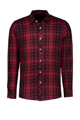 پیراهن آستین بلند مردانه یقه برگردان مردانه طرح چهارخانه از برند پاتن جامه خرید آسان با ارسال رایگان