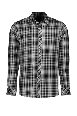 پیراهن آستین بلند مردانه یقه برگردان مردانه طرح چهارخانه از برند پاتن جامه خرید آسان با ارسال رایگان