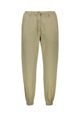 خرید شلوار اسلش زنانه رنگ نخودی پاتن جامه. شلوار کتان کمرکشدار و دمپا کشدار.