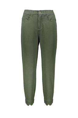 خرید شلوار کتان مام استایل زنانه زنگ سبز. شلوار کتان زنانه با فاق بلند استایل مام. 