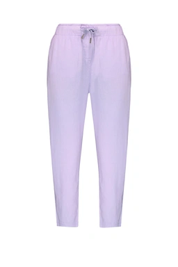 خرید شلوار لینن زنانه کمر کشدار دمپا ساده. شلوار زنانه رنگ یاسی ارسال رایگان. 