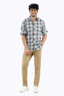 پیراهن آستین بلند مردانه یقه برگردان مردانه طرح چهارخانه از برند پاتن جامه خرید آسان با ارسال رایگان