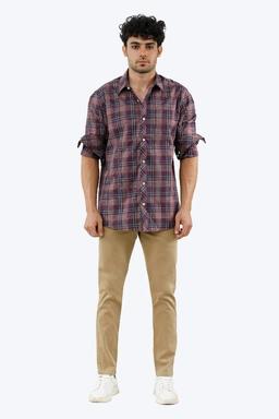 پیراهن آستین بلند مردانه یقه برگردان مردانه طرح چهارخانه از برند پاتن جامه خرید آسان با ارسال رایگان