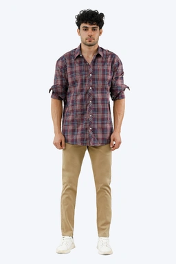 پیراهن آستین بلند مردانه یقه برگردان مردانه طرح چهارخانه از برند پاتن جامه خرید آسان با ارسال رایگان