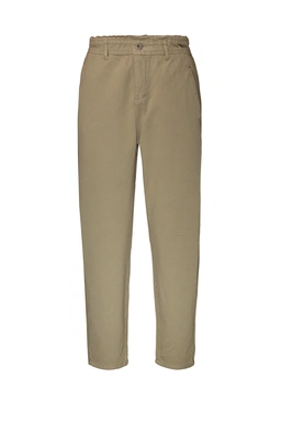 خرید شلوار کتان مام استایل زنانه بدون کش ، شلوار مام استایل رنگ خاکی از برند پاتن جامه. 