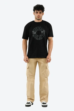 تی شرت آستین کوتاه مردانه یقه گرد رنگ مشکی چاپدار از برند پاتن جامه خرید آسان با ارسال رایگان