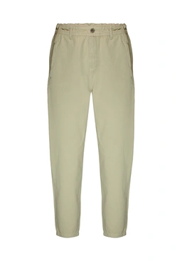 خرید شلوار کتان مام استایل زنانه بدون کش ، شلوار مام استایل نخودی از برند پاتن جامه. 