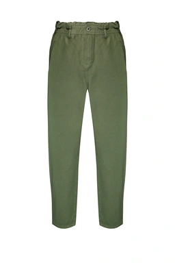 خرید شلوار کتان مام استایل زنانه بدون کش ، شلوار مام استایل سبز از برند پاتن جامه. 