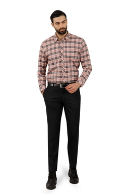 پیراهن طرح چهارخانه بدون جیب پشمی مردانه ، از برند پاتن جامه. 