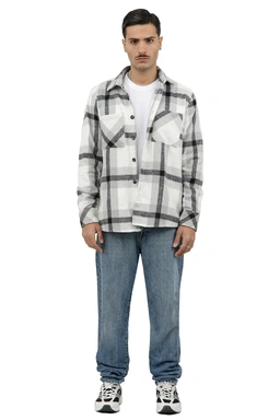 پیراهن آستین بلند پشمی مردانه طرح چهارخانه ، مدل رگولار ارسال رایگان و سریع.