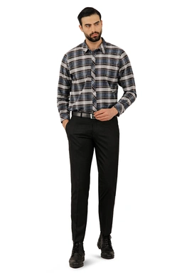 پیراهن طرح چهارخانه بدون جیب پشمی مردانه ، از برند پاتن جامه. 