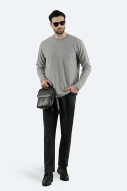 تیشرت آستین سلانیک مردانه ، رنگ طوسی یقه کشبافت آستین بلند قواره دار معمولی خرید آنلاین ارسال رایگان