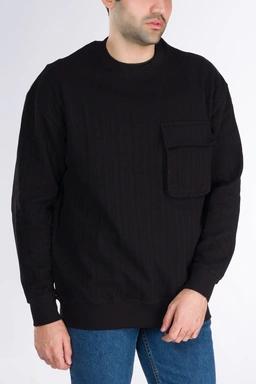 تیشرت ژاکارد آستین بلند مردانه ، تی شرت یقه گرد آستین دار پاییزه زمستان گرم.