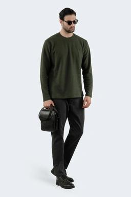 تیشرت آستین سلانیک مردانه ، رنگ سبز یقه کشبافت آستین بلند قواره دار معمولی خرید آنلاین ارسال رایگان