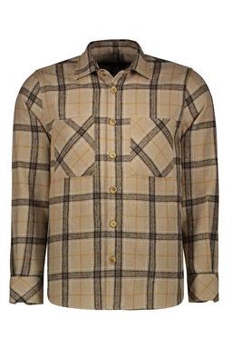 پیراهن آستین بلند پشمی مردانه طرح چهارخانه نسکافه ای ، مدل رگولار ارسال رایگان و سریع.