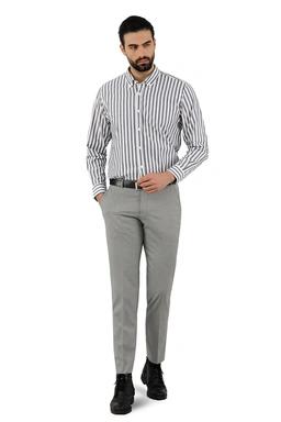 پیراهن آستین بلند راه راه مردانه ، رنگ سفید راه راه طوسی، خرید آنلاین و ارسال رایگان.