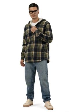 کاپشن کلاهدار پشمی مردانه طرح چهارخانه سبز و کرم ، مدل آزاد ارسال رایگان و سریع.