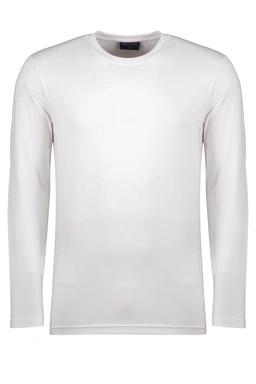 تیشرت آستین بلند ساده مردانه ، رنگ سفید یقه گرد آستین بلند معمولی خرید آنلاین ارسال رایگان