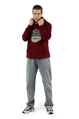 هودی جلو بسته کلاه دار رنگ زرشکی ، دارای چاپ روی قسمت جلو و پشت خرید آنلاین با ارسال رایگان. 