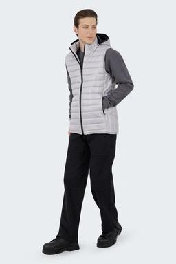 خرید پافر مردانه نیمه براق رنگ طوسی،  ژیله و جلیقه پاییزه مردانه ارسال رایگان.