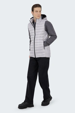 خرید پافر مردانه نیمه براق رنگ طوسی،  ژیله و جلیقه پاییزه مردانه ارسال رایگان.