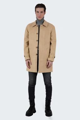 نیم پالتو مردانه قد تا بالای زانو ، فوتر بسیار گرم رنگ کرم روشن.