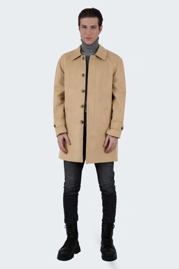 نیم پالتو مردانه قد تا بالای زانو ، فوتر بسیار گرم رنگ کرم روشن.