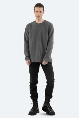 تیشرت آستین سلانیک مردانه ، رنگ طوسی یقه کشبافت آستین بلند قواره دار معمولی خرید آنلاین ارسال رایگا