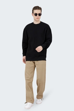 تیشرت ژاکارد آستین بلند مردانه رنگ مشکی طرح دار، تی شرت یقه گرد آستین دار پاییزه زمستان گرم.