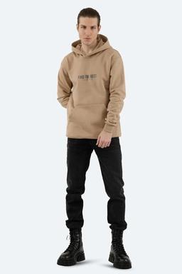 هودی جلو بسته کلاه دار رنگ کرم ، دارای چاپ روی قسمت جلو و پشت خرید آنلاین با ارسال رایگان. 