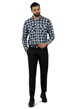 خرید پیراهن آستین بلند مردانه طرح چهار خانه ، یقه برگردان دارای دو جیب در دار. 