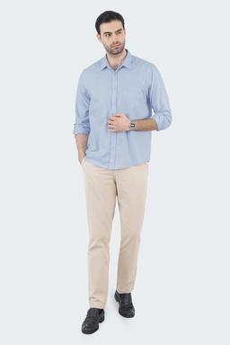 خرید پیراهن آستین بلند مردانه ساده اداری رسمی آبی روشن، پیراهن مردونه ، یقه برگردان دکمه دار