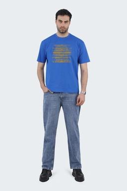 خرید تی شرت آستین کوتاه مردانه ، تی شرت چاپدار آبی ، مدل معمولی با قیمت مناسب رنگ آبی.