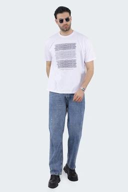 خرید تی شرت آستین کوتاه مردانه ، تی شرت چاپدار سفید ، مدل معمولی با قیمت مناسب رنگ سفید.