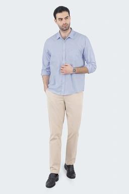 خرید پیراهن آستین بلند مردانه ساده اداری رسمی آبی روشن، پیراهن مردونه ، یقه برگردان دکمه دار