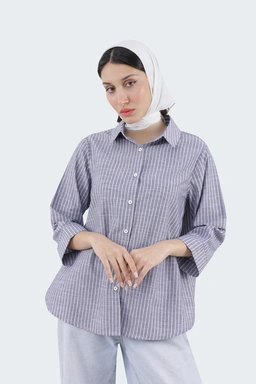 شومیز زنانه یقه برگردان ، شومیز با آستین سه ربع خنک مناسب فصول گرم و نیمه گرم. 