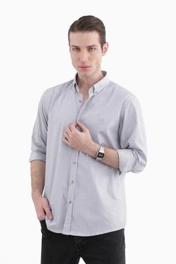 پیراهن آستین بلند مردانه رگولار ،رنگ طوسی روشن مناسب استفاده روزمره و مهمانی اداری.