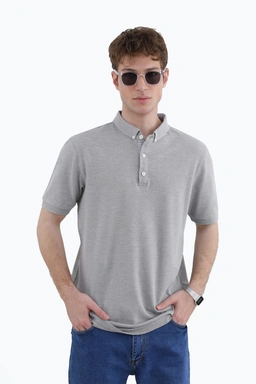 خرید جدید ترین پولوشرت آستین کوتاه مردانه رنگ طوسی روشن یقه برگردان ، ارسال سریع و رایگان.