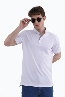 خرید جدید ترین پولوشرت آستین کوتاه مردانه رنگ سفید یقه برگردان ، ارسال سریع و رایگان.