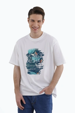 خرید تیشرت آستین کوتاه مردانه چاپدار ، رنگ سفید ، تیشرت بدون درز خرید و ارسال رایگان. 