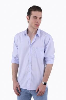 پیراهن آستین بلند مردانه رگولار ،راه راه ریز ، تک جیب با گلدوزی ،مناسب استفاده روزمره و مهمانی اداری