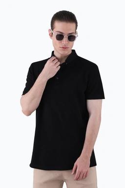 خرید جدید پولوشرت آستین کوتاه مردانه رنگ مشکی یقه برگردان ، ارسال سریع و رایگان.